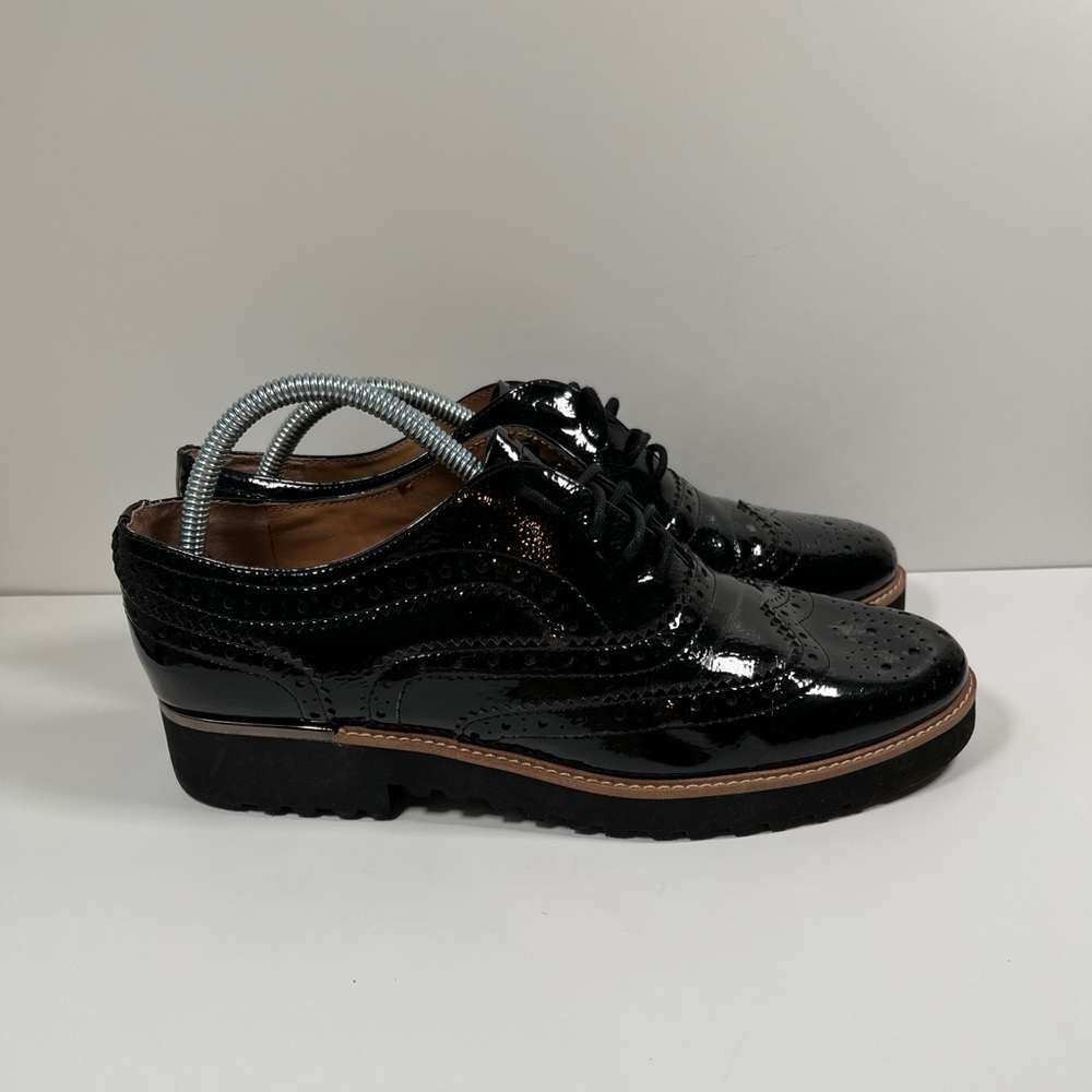 Franco Sarto Women's Black Cyber Oxford Shoes Size 9.5 Lug Sole Man Made